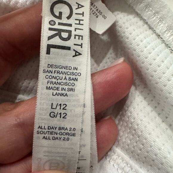 Athleta Girl White All Day Bra 2.0 Size Large / 12 Sports Bra Training Bra - Picture 4 of 5